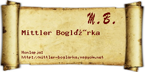 Mittler Boglárka névjegykártya